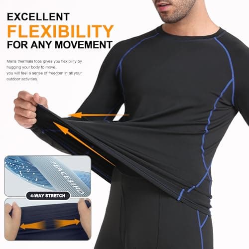 SIMIYA Mens Thermals Long Sleeve Undershirt Thermal Underwear Tops Fleece Lined Base Layer Tops Long John Shirts - Thumbnail 5