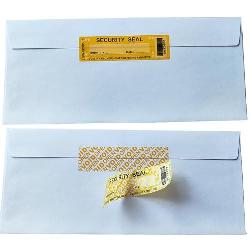 TSPC SECSEAL 100pcs 25x90mm Heat Tampering Fluorescent Mark Low Residue Tamper Evident Anti Counterfeit Tamper Proof Stickers Labels Seals (1 x 3.54 Inches, Matte Yellow, Barcode Serial Number) - Thumbnail 4