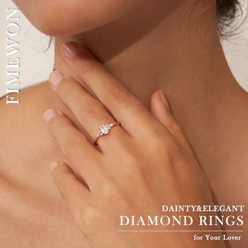 Fimewon Cubic Zirconia Rings for Women Pinky Rose Gold Plated Rings Dainty Promise Bands Trendy Jewelry Birthday Gifts for Women Size 8 - Thumbnail 4