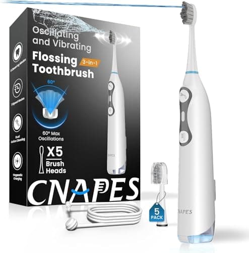 3-in-1 Electric Toothbrush with Water Flosser-Industry 1st(Fan-Shaped Jet), 2026 Upgraded Flossing Toothbrush with 3 Mode, 3 Speeds, 30 Day Battery for Plaque Removal,Sensitivity & Braces (White) - Image 1