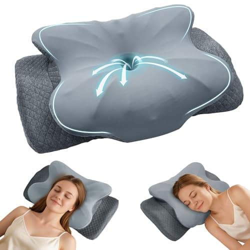 ZeroZillo Cervical Neck Pillow for Sleeping, Ergonomic Memory Foam Pillow for Neck Pain Relief, Dual Height Contour Support for Side and Back Sleepers, Cooling Breathable Pillowcase, Grey
