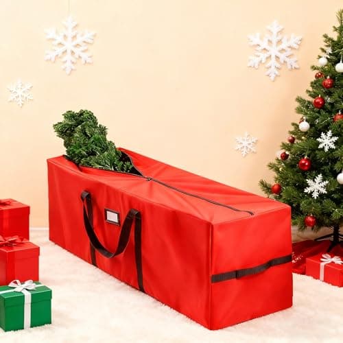 Christmas Tree Storage Bag, 600D Oxford Fabric with Reinforced Carrying Handles and Dual Zippers, Heavy Duty Tree Bag Waterproof, Extra Large Moving Bags Transparent Pocket, 7.5 ft - Thumbnail 2