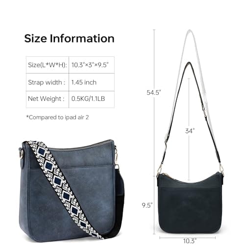 GEMIU Medium Crossbody Purse for Women Crossbody Bags Leather Shoulder Bags with Guitar Strap Blue - Thumbnail 3