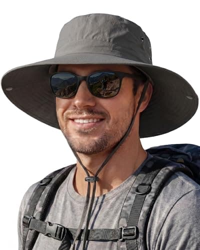 Sun Hats for Men Fishing Hat Outdoor Hiking Beach Summer Hats (Dark Gray) - Image 1