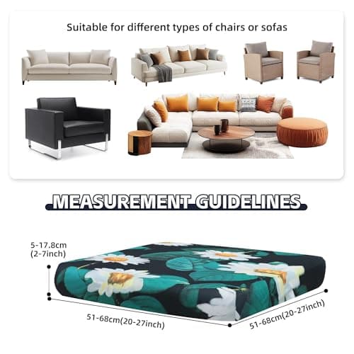 MRGSDL 8Pcs Patio Cushion Covers,Outdoor Cushions Covers,Stretch Cushion Covers Replacement, Washable and Reusable Furniture Protectors(Daisy) - Thumbnail 2