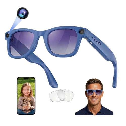 AICUDDO 2026 AI Smart Glasses with Camera, 8MP HD Lens 1080P Video Recording Glasses, ChatGPT AI Assistant Real-Time Translation Open-Ear Audio Camera Glasses for Men Women Vlog Travel Work Meetings - Image 1