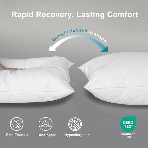 ALPSWAN Goose Down Pillow, Hotel Quality with Feather Fill, 750 Fill Power King Size - 2 Pack with Pillowcase for Master Bedroom, Support for Back, Side, Stomach Sleepers (King) - Thumbnail 5