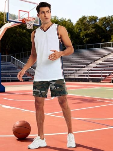 3rd hill Men's 7 inch Running Shorts with Zipper Pockets Quick Dry Athletic Gym Workout Shorts Lightweight Green Camo XL - Thumbnail 6