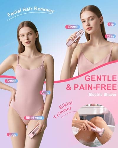 Bikini Trimmer for Women, 3-in-1 Electric Razors for Women with Ceramic Blades & IPX7 Waterproof Design - Rechargeable Cordless Electric Shaver for Lady for Legs, Underarms, Face & Bikini Line - Thumbnail 4