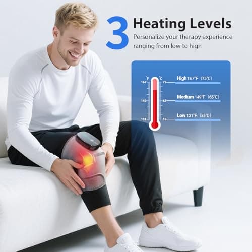 Heated Knee Massager, Foot Massager with Heat, Shoulder Massagers with Heat, Knees Warmers Wrap, 3-in-1 Vibration Heating Pad for Knee, Shoulder, and Elbow, Adjustable Size, Gifts for Dad Mom (Grey) - Thumbnail 2