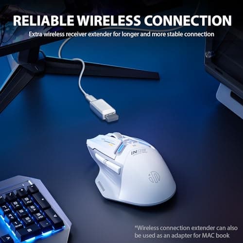 INPHIC IN9 Wireless Gaming Mouse, Real Tri-Mode 2.4G Wireless/Type-C Wired/Bluetooth Mouse, 10k DPl, Fully Programmable, RGB Lighting, Hyperspeed Rechargeable Wireless Mouse for Laptop PC Computer Mac - Thumbnail 4
