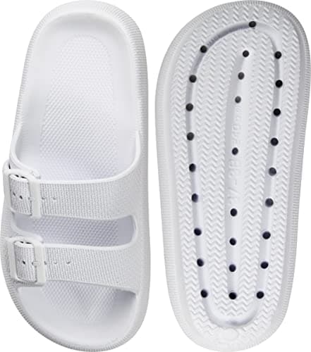 Weweya Flat Sandals for Women Slides Sandals for Men Unisex Pool Slides Eva Rubber Flat Foam Cozy Slides Thick Sole Comfort Walking Sandals White Women Size 7 7.5 - Thumbnail 6