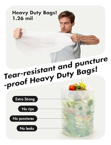 Trash bags 13 Gallon Biodegradable: Aievrgad Garbage bags for tall kitchen trash can liner, 50 count,Unscented, Heavy Duty, Thickened 1.26 Mil, for food/kitchen waste or Graden,white 50L - Thumbnail 3