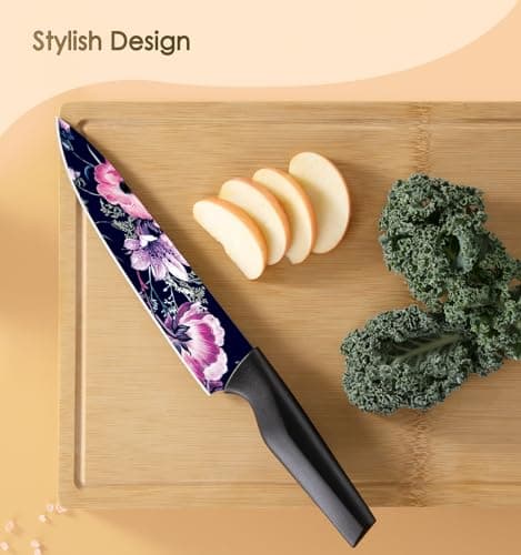 Astercook Knife Set, 12-Piece Flower Kitchen Knives Sets with Blade Guards, Dishwasher Safe, German High Carbon Stainless Steel, Perfect Gifts for Kitchen - Thumbnail 4