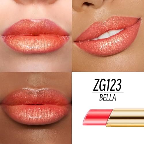 Depuplum Orange Red Shimmer Lipstick for Women Moisture Tinted Lip Balm Nourish Coral Lip Gloss Glitter Lip Stick (ZG123 Bella -Orange Red) - Thumbnail 2