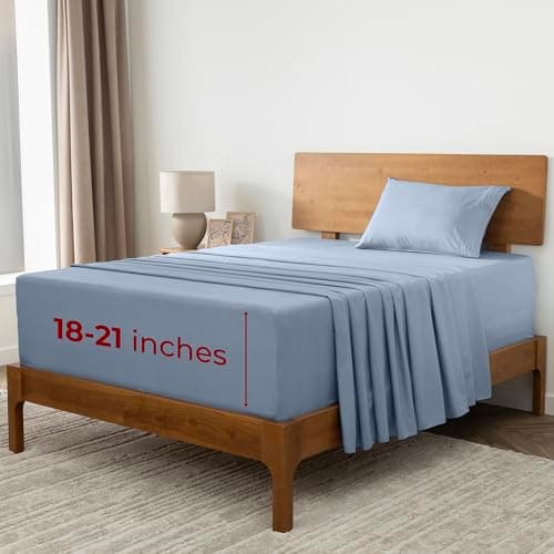 Mellanni Extra Deep Twin XL Sheets - 3 PC Iconic Collection Bedding - Luxury, Ultra Soft, Cooling Bed Sheets - Wrinkle, Fade, Stain Resistant (Twin Extra Long, Blue Hydrangea) - Image 1