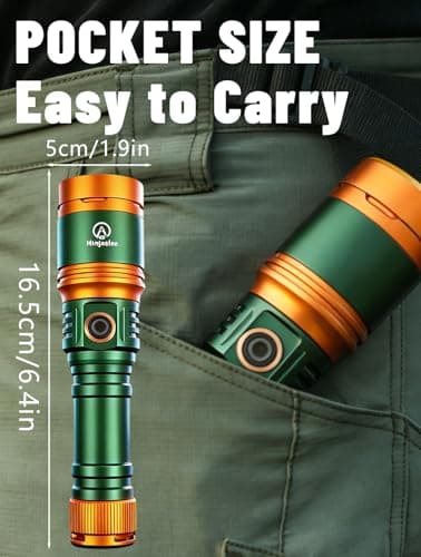 Rechargeable Flashlight High Lumens, Aluminum 5000Lumen Super Bright Flash Light, Zoomable Tactical Flashlight with Ignition Lens, Zoomable Focus, Waterproof, Powerful Flashlight for Home & Outdoors - Thumbnail 6