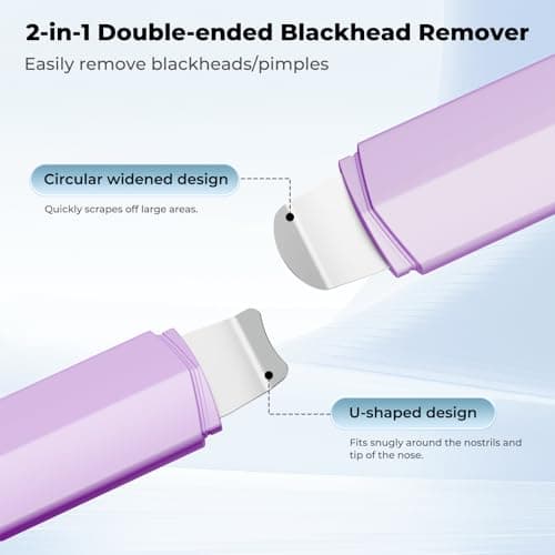 Blackhead Remover Tool Face Scrubber: PETYDOOT Double-Headed Face Spatula Skin Scrubber, Nose Pore Cleaner Blackhead Remover for Facial Deep Cleansing Skin Care Tool for Men & Women(Purple) - Thumbnail 3