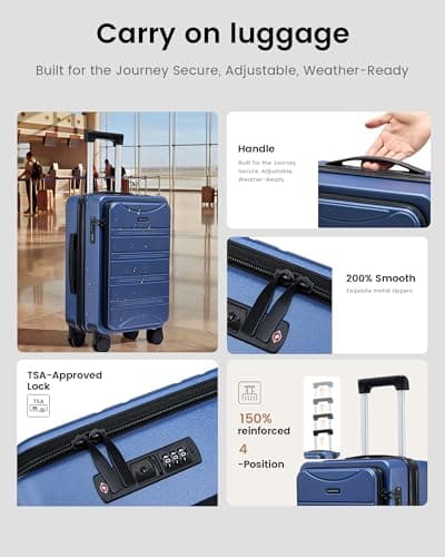 LOVEVOOK Carry On Luggage Airline Approved,20 Inch Expandable Hard Shell Suitcase with Spinner Wheels,Small Rolling Carry-on Suitcases with TSA Lock & Cup Holder - Thumbnail 5