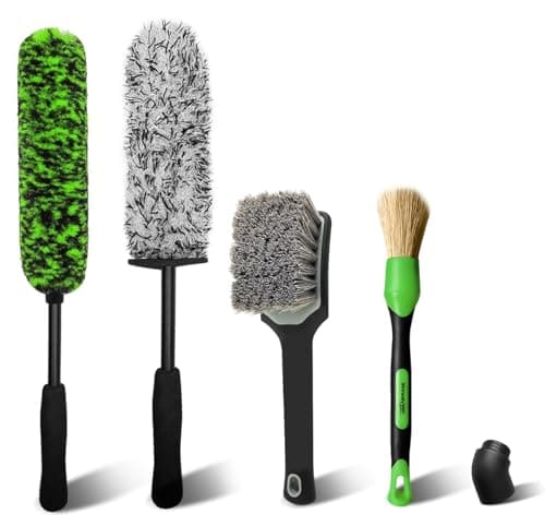YeewayVeh 4PCS Car Wheel Cleaning Kit, 360° Bendable Wheel Brush with Premium Boar Hair Detailing Brush | Microfiber Scratch-Free Wheel and Tire Brush Kit for Cleaning Wheels,Tires - Image 1