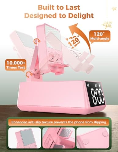 Bluetooth Speaker Birthday Gift for Women:Induction Cell Phone Stand HD Sound Teacher Appreciation Graduation Gifts For Hers ,Anti-Slip Phone Holder Gadget Mother Mom Wife Girlfriend Teen Girls(Pink) - Thumbnail 6