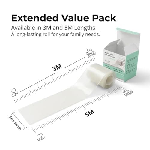 Medical Grade Hydrocolloid Roll for Wound Care with Edges,Hydrocolloid Tape Waterproof Pimple Patches Tape Absorbent Large Hydrocolloid Patch for Acne Patches,Blisters,Burns,Bed Sore and Minor Cuts - Thumbnail 6
