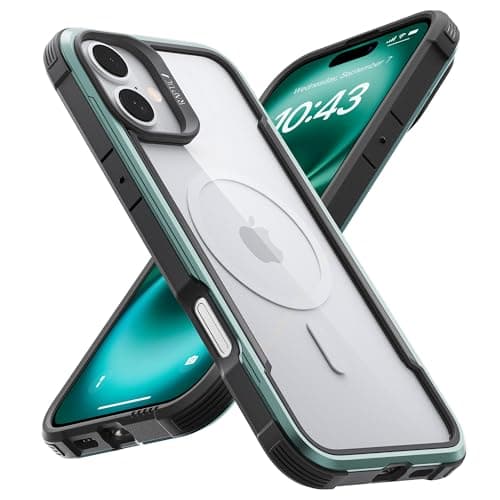 RAPTIC Shield Magnetic for iPhone 16 Case, Compatible with MagSafe, [for 2024 Capture Button Shockproof Clear Case], Military Grade 13FT Drop Tested, Durable Aluminum Frame, 6.1 inch, Green - Image 1