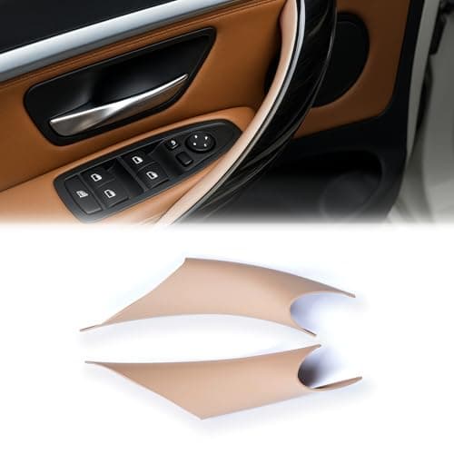 iCarPro Door Pull Handle Sticky Cover Interior Trim for BMW F30 F34 3 Series 320,328,330,335,340,F80 M3 2012-2018, F32 F33 F36 4 Series 420,428,435,440,F82 M4 2014-2019 (Left +Right, Beige)