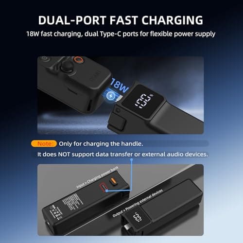 Flymile Pocket 4 3 Battery Handle for DJ Osmo, 5000 mAh Charging Handle for Xtra Muse with 1/4'' Thread, Battery Grip for DJI Osmo Pocket 4/3 Creator Combo Accessories - Thumbnail 5
