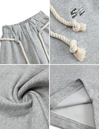 Vamtac Wide Leg Sweatpants Mens Baggy Barrel Pants Y2K Loose fit Gray Sweat Pants with Pockets - Thumbnail 5