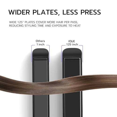 iQUE 1.25" Silk Press Flat Iron Hair Straightener for Women | Dual Voltage - Thumbnail 6