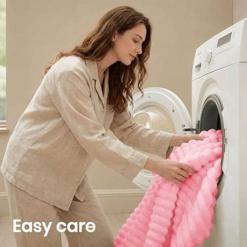 Quataly Marshmallow Queen Fleece Comforter Set Pink Faux Fur Fluffy Comforter Set Luxury Bedding Set Soft Plush Fuzzy Warm Bed Set All Season 3 Pieces (1 Shaggy Comforter, 2 Pillowcases) - Thumbnail 5