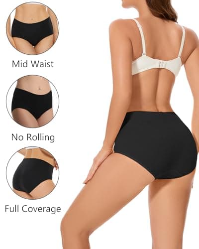 CleainKorte Womens Underwear Cotton Hipster Ladies Panties for Women Mid Rise Coverage Briefs Strech Breathable - 5 Pack - Thumbnail 5