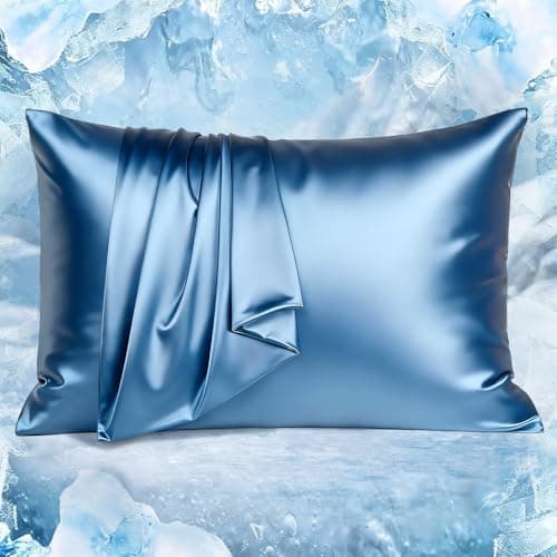Avolare Cooling Pillow Cases, Softer Than Silk Pillow Cases, Silky Pillowcases Queen Set of 2 with Zipper, Gentle on Hair and Skin, Arc-Chill Cooling Pillowcases for Hot Sleepers, 20"x30", Blue - Image 1