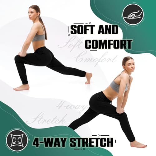 Walifrey Womens Joggers with Pockets, Drawstring Sweatpants Women for Lounging Jogging Gym and Workout Black,1 Pack Black L - Thumbnail 5
