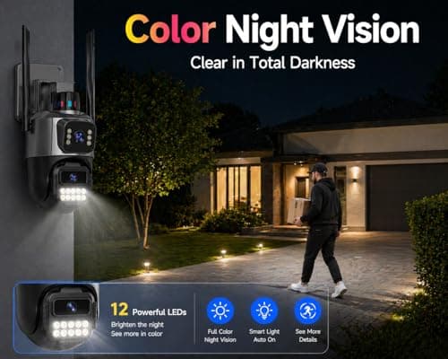 5G Security Camera Outdoor, 6MP Dual Lens 6X PTZ Outside Cameras for Home Security, IP66 Waterproof Wired,2-Way Audio,Motion Tracking,Pan/Tilt,Color Night Vision, Light Alarm, 24/7 SD Recording/Cloud - Thumbnail 6