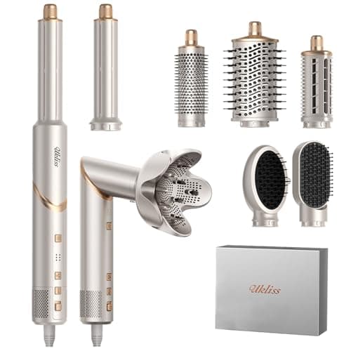 Ukliss 8 in 1 Hair Dryer Brush & Multi Hot Air Styler–Foldable 110,000 RPM Blow Dryer Brush Tool Set with Diffuser Auto-Wrap Curler for Fast Drying Curling Straightening Hair Daily Styling - Image 1