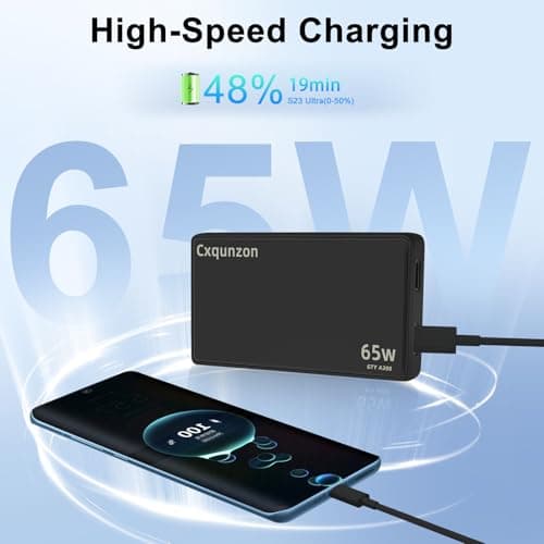 65W USB C Charger Flat, Slim GaN Compact Fast PPS Wall Charger for Nintendo Switch 2,Steam Deck, ROG Ally,iPhone 17/16/15/14, MacBook Air, iPad Pro (Black-(1xUSBA,1xUSBC)) - Thumbnail 3