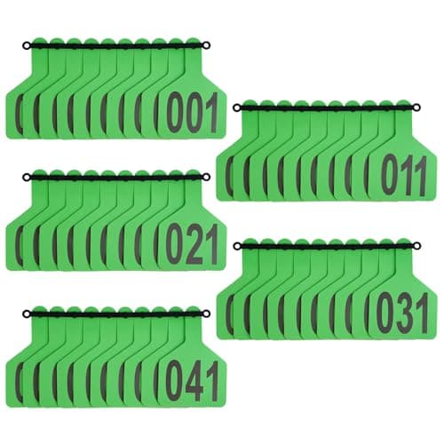 Cattle Ear Tags with 001-050 Numbers Large 1-Piece Z Livestock Ear Tags for Cow Goat Sheep Pig Calves Dog,Animal ID Identification Tag 4.4"x 3",Green - Thumbnail 3
