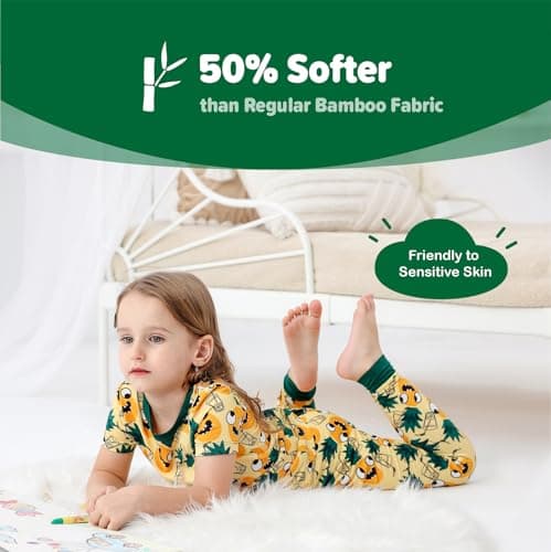 NewSeed Kids 2-Piece So Soft 2-Piece Playtime Set – Short Sleeve Crew Neck Top with Matching Leggings, Little to Big Kids (Pineapple, 2-3Y) - Thumbnail 2