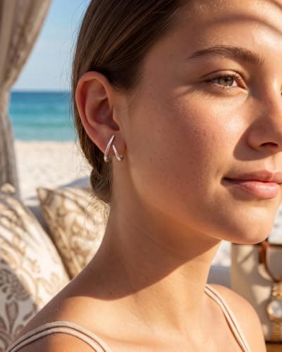 MUMREUES Silver Earrings for Women Trendy 14K White Gold Plated Stud Earrings Dainty Minimalis Hypoallergenic Earrings Jewelry Gifts for Her - Thumbnail 3