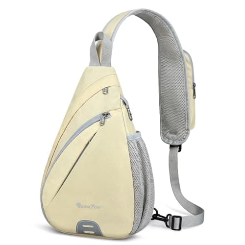 Seektop Anti Theft Crossbody Bag for Women RFID Blocking Waterproof Sling Backpack Lightweight 400D Nylon Small Chest Pack Shoulder Bag for Travel Hiking Commuting Men Beige - Image 1