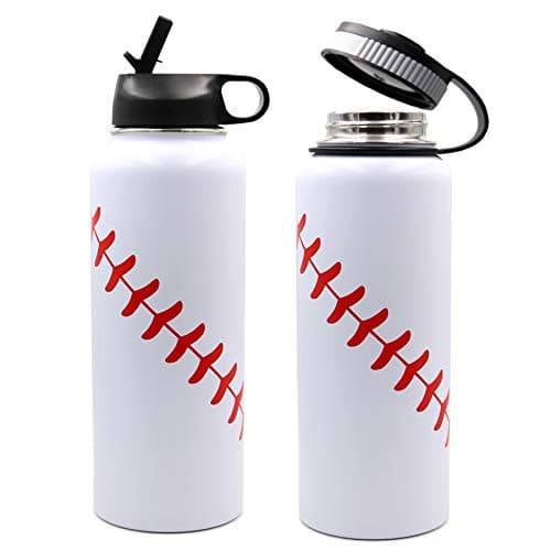 40 oz Baseball Water Bottle, Stainless Steel Vacuum Insulated Water Bottle with Straw and 2 Lids, Double Wall Leakproof Sports Flask, Baseball Gifts for Boys, Men, Mom, Coach - Thumbnail 5