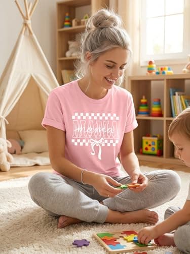 Mama Shirts for Women Mom Shirt Mom Life Crewneck T-Shirts Funny Mama Skeleton Rocker Graphic Tee Summer Pullove Tops - Thumbnail 3