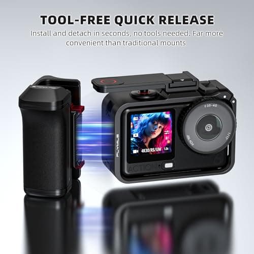 Grip Kit for DJI Action 6 (with Cage), Handle Holder Bundle Expansion Mount with Shutter Button, Quick Release Adapter, Cold Shoe for DJI Osmo Action 6 Accessories - Thumbnail 3