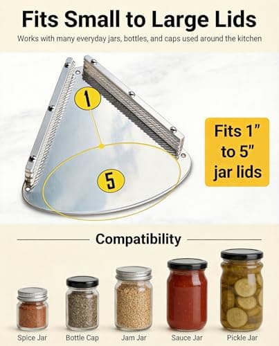 Under Cabinet Jar Opener for Seniors with Weak Hands, All Metal Easy Grip Lid Opener Under Cabinet for Arthritis Hands, Bonus 2 Rubber Jar Openers - Thumbnail 5