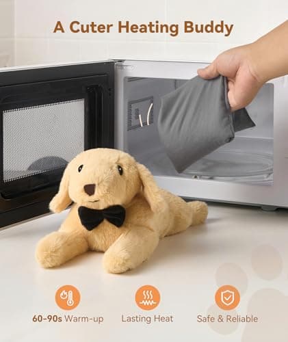 Dreamegg Microwavable & Weighted Stuffed Animal, Unscented Microwave Heating Pad for Period Cramps, 1.4 Lbs Puppy, Washable Cover, Realistic Hug, Cute Heatable Plushies, Gifts for Mother’s Day, Kids - Thumbnail 2