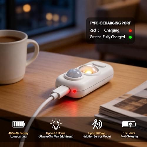 JandCase Under Cabinet Lighting, [6 Pack] Rechargeable Battery Operated Motion Sensor Light Indoor, 3000K/4000K/5000K Wireless Magnetic Dimmable Closet Lights for for Kitchen, Stairs - Thumbnail 4