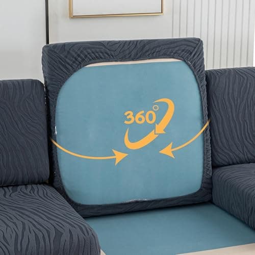 UWWGKK Stretch Couch Cover for Sectional Sofa - Multiple Patterns & Colors,Sofa Cover Design for L-Shaped Couches,Dark Grey SBW Large Single Seat(1 Pcs for Large) - Thumbnail 3