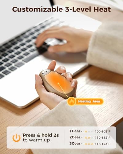 SWEETFULL Hand Warmers Rechargeable – Cute Bear, 2 Pack Magnetic, Reusable Electric Pocket Heater, Great Gift for Daughter, Kids, Wife, or Bestie, Portable for Outdoor & Camping (Brown) - Thumbnail 3